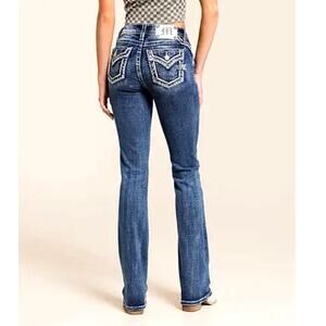 Miss Me Women's Blue Mid Rise Slim Fit Tailored Boot Jeans Size 29